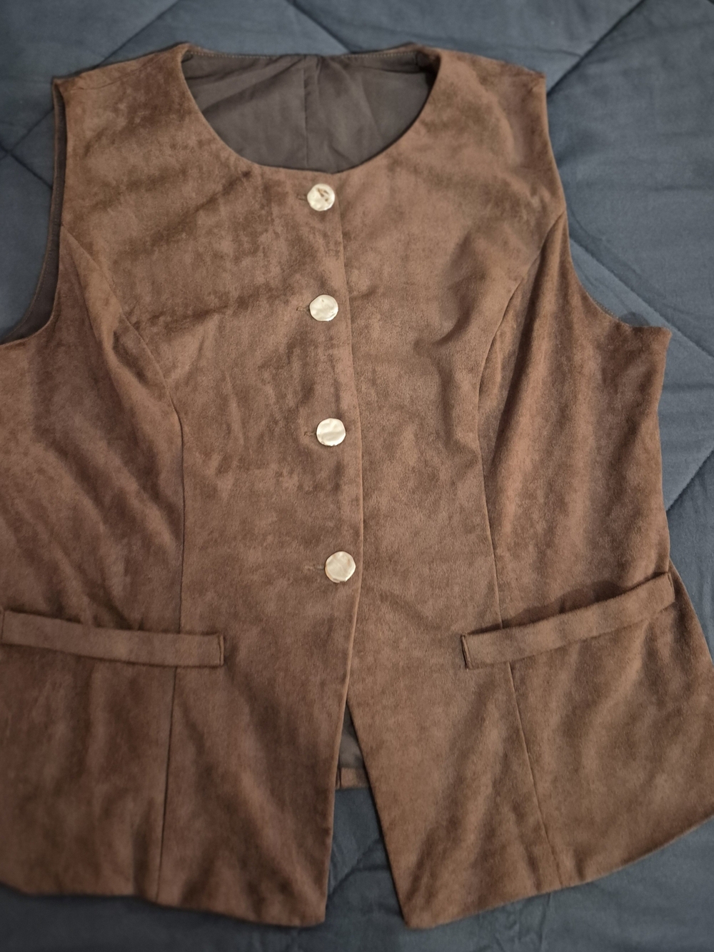 SHEIN Brown Faux Suede Women's Vest